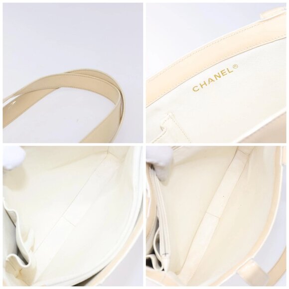 CHANEL Tote Bag Enamel Beige Gold CC Auth bs27673 - Picture 14 of 15